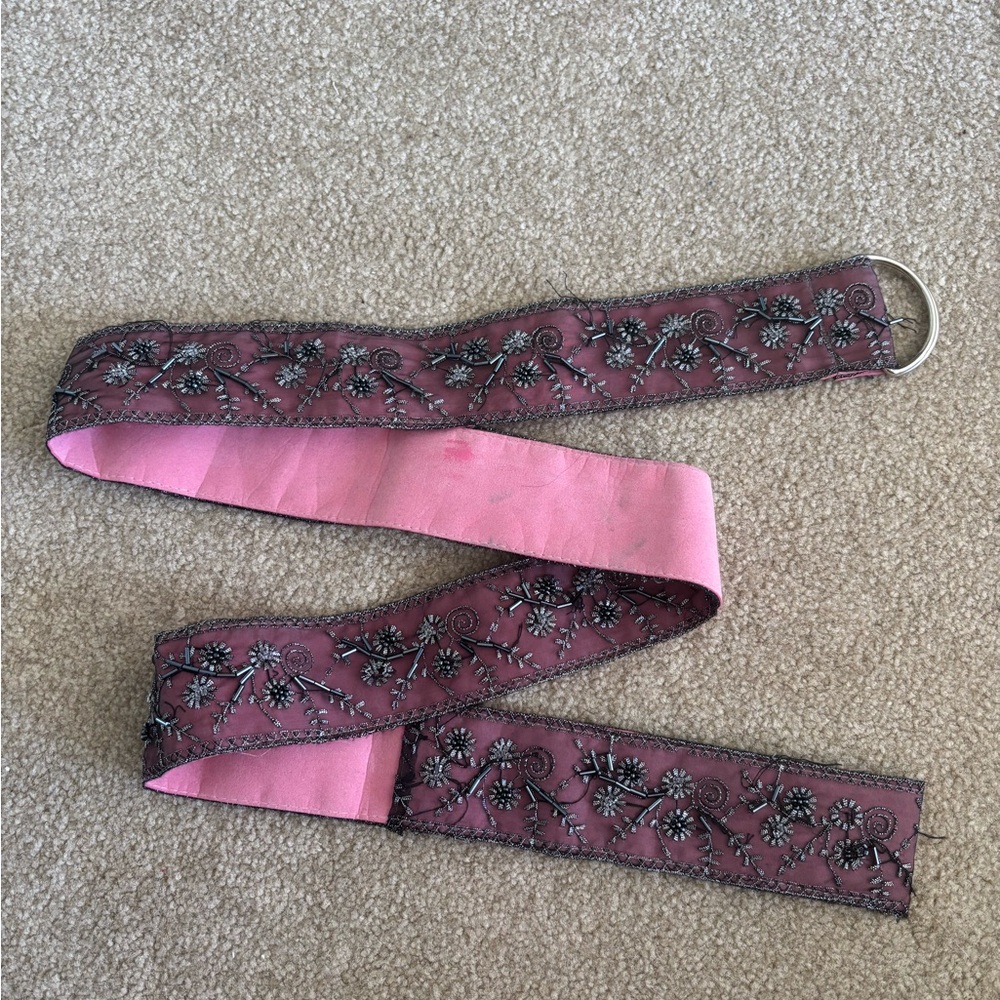 Elegant Pink Embroidered Belt